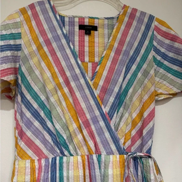 JCREW Multicolor Striped Wrap Dress EUC - Picture 2 of 4